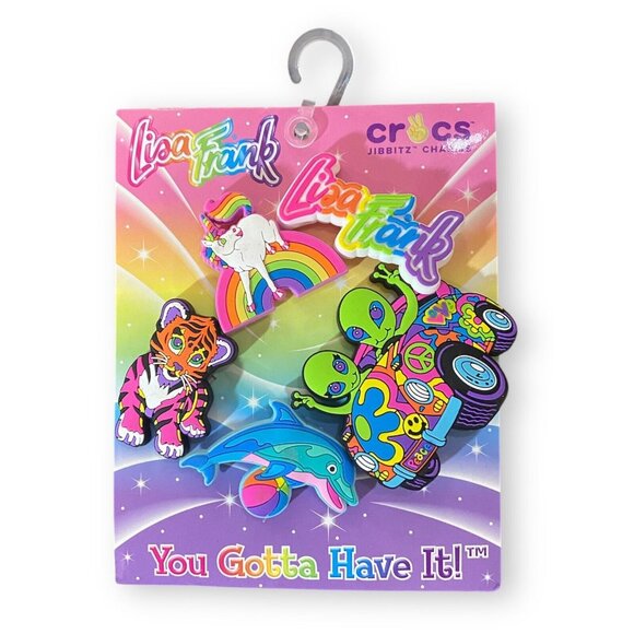 NWT Lisa Frank Crocs Jibbitz Shoe Charms 5 Pack Limited Edition Aliens Tiger - Picture 1 of 3